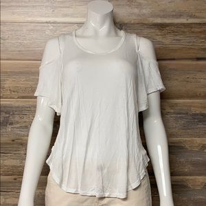 Express Cold Shoulder White Tee EUC